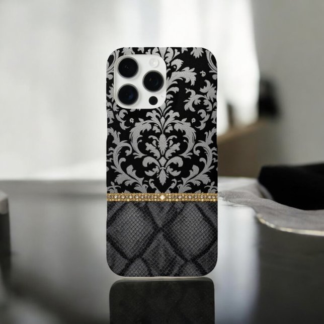 Funda iPhone 16 Pro Max Black Classic Damask Luxe (Subido por el creador)