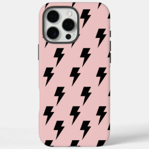 Funda iPhone 16 Pro Max Black Pink Lightning Y2K Indie Stylish Protection