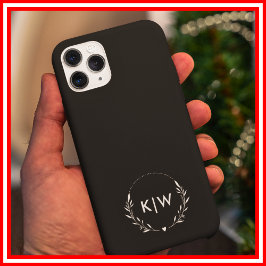 Funda iPhone 16 Pro Max Blanco y negro | Monograma de Iniciales Modernas