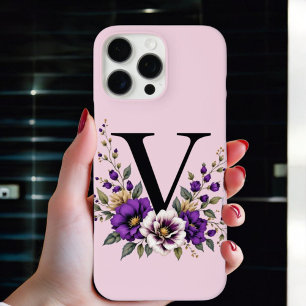 Funda iPhone 16 Pro Max Bloom de lavanda: Monogramado 'V' inicial
