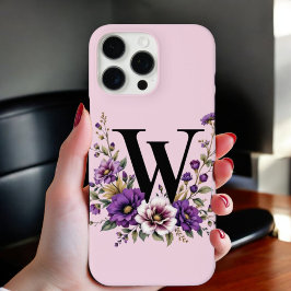 Funda iPhone 16 Pro Max Bloom de lavanda: 'W' inicial monogramada
