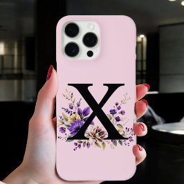 Funda iPhone 16 Pro Max Bloom de lavanda: 'X' inicial monogramada