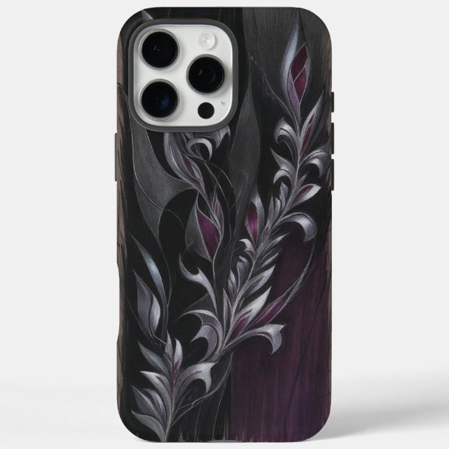 Funda iPhone 16 Pro Max Bloom etéreo | Arte floral oscuro (Reverso)