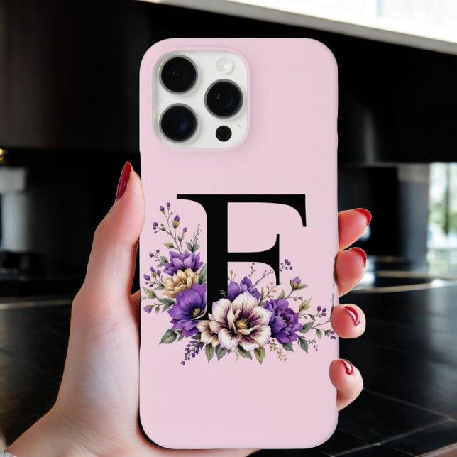 Funda iPhone 16 Pro Max Bloom Lavender : Monogramado inicial 'F' (Subido por el creador)