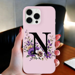Funda iPhone 16 Pro Max Bloom Lavender : Monogramado inicial 'N'