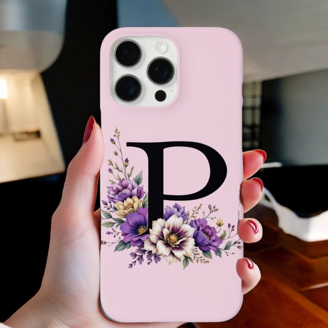 Funda iPhone 16 Pro Max Bloom Lavender : 'P' inicial monogramado (Subido por el creador)