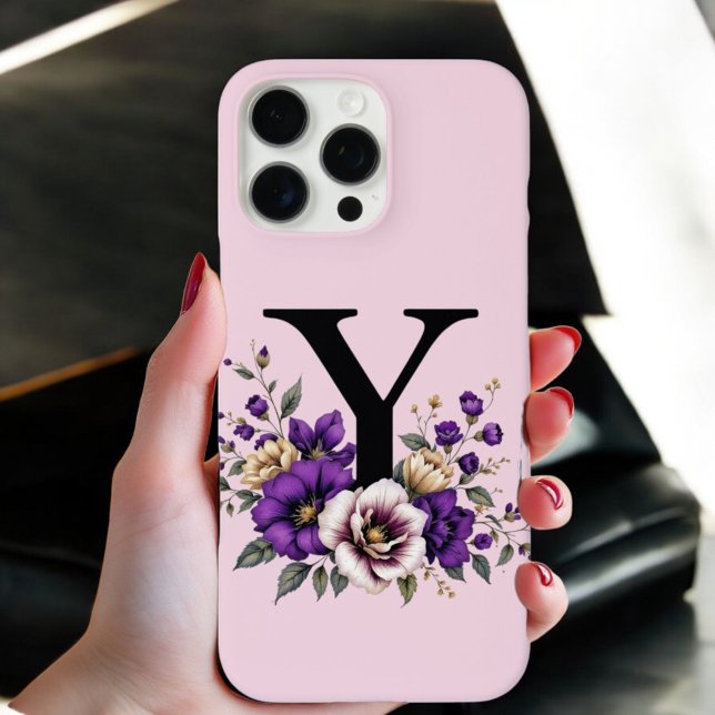 Funda iPhone 16 Pro Max Bloom Lavender: 'Y' inicial monogramado (Subido por el creador)
