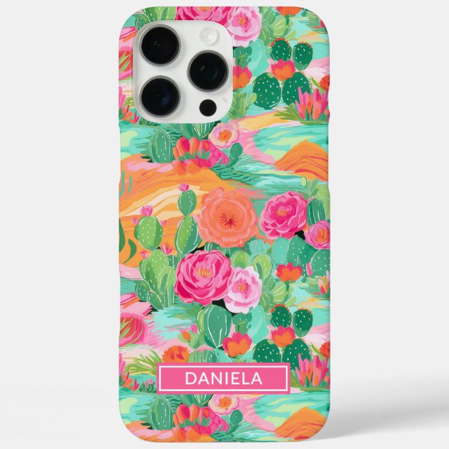 Funda iPhone 16 Pro Max Blooming Desert Cacti Personalized (Reverso )