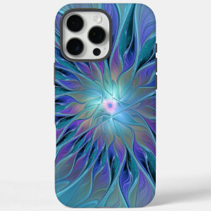 Funda iPhone 16 Pro Max Blue Purple Flower Dream Resumen arte fractal