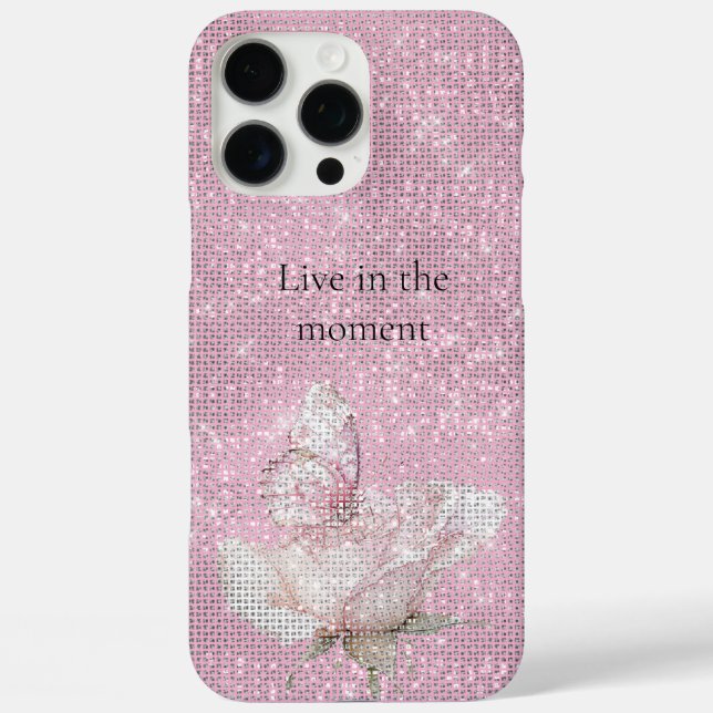Funda iPhone 16 Pro Max Blush Pink Rose Butterfly Sparkle  (Reverso )