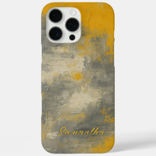 Funda iPhone 16 Pro Max Boho Elegance Resumen Mustard & Gray Art