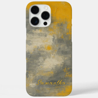 Funda iPhone 16 Pro Max Boho Elegance Resumen Mustard & Gray Art