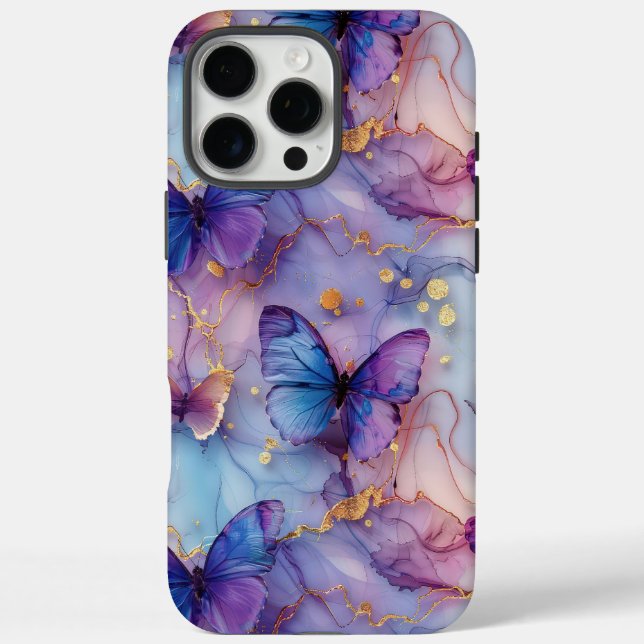 Funda iPhone 16 Pro Max Bonito Boho Butterfly Marble iPhone (Reverso)