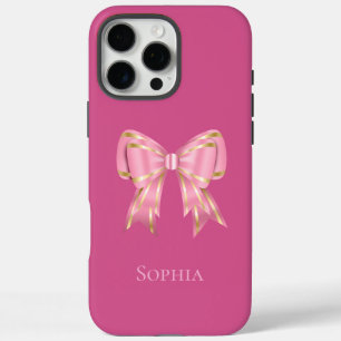 Funda iPhone 16 Pro Max Bonito Rosa Gold Bow