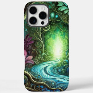 Funda iPhone 16 Pro Max Bosque Encantado Portal Brillante Río Fluyente