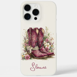 Funda iPhone 16 Pro Max Botas Elegantes con Flores Monogramadas