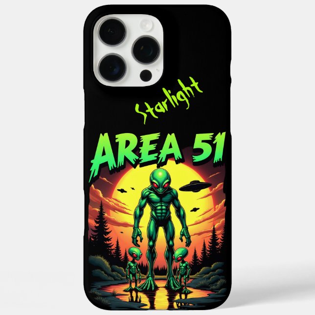 Funda iPhone 16 Pro Max Bright Neon Aliens Watch Area 51 (Reverso )