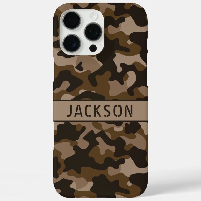 Funda iPhone 16 Pro Max Brown Camouflage Personalized (Reverso )