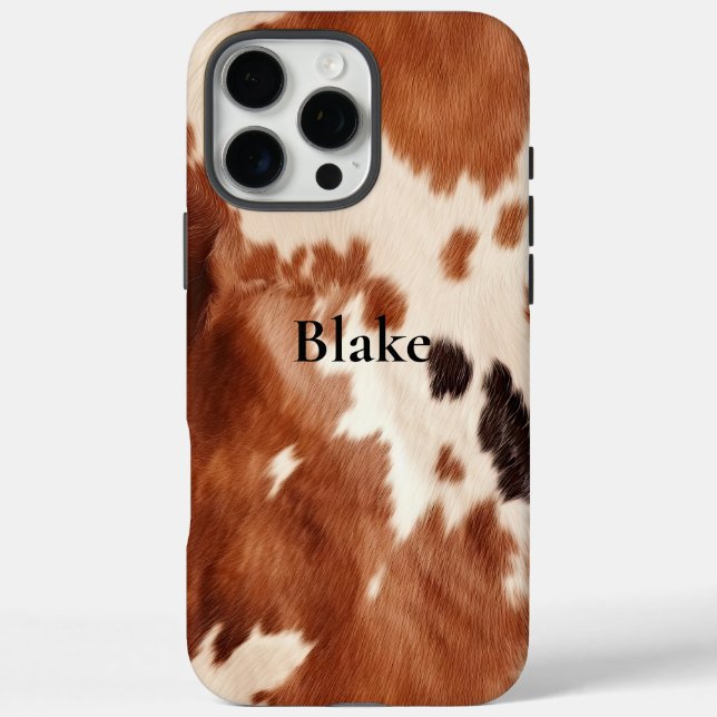 Funda iPhone 16 Pro Max Brown Cream Southwest Cowhide Christmas (Reverso)