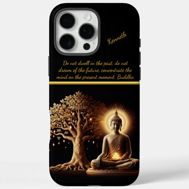 Funda iPhone 16 Pro Max Buda bajo un árbol brillante (Reverso)
