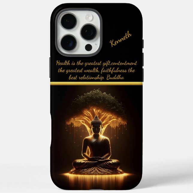 Funda iPhone 16 Pro Max Buda brilla bajo un árbol sagrado (Reverso)