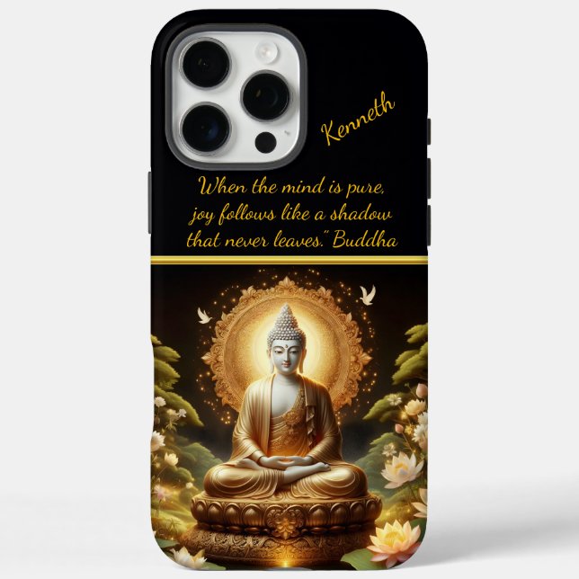 Funda iPhone 16 Pro Max Buda dorado en una naturaleza tranquila (Reverso)