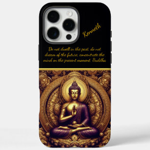 Funda iPhone 16 Pro Max Buda en relieve de oro.
