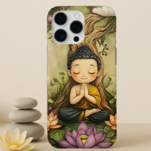 Funda iPhone 16 Pro Max Buda meditante lindo Arte espiritual de Zen Lotu