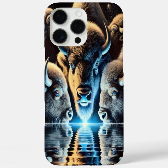 Funda iPhone 16 Pro Max Buffaloes salvajes se reúnen debajo de estrellas c (Reverso )