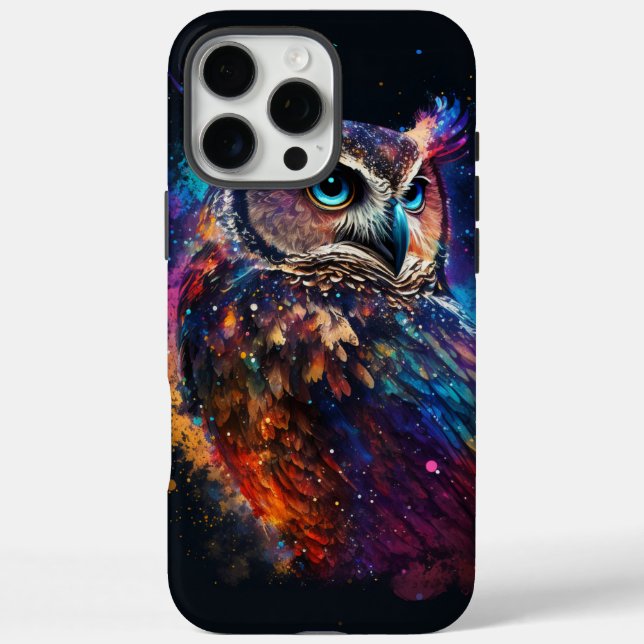 Funda iPhone 16 Pro Max Búho Espacial Colorido                             (Reverso)