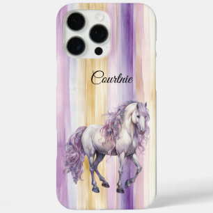 Funda iPhone 16 Pro Max Caballo blanco de lavanda romántica