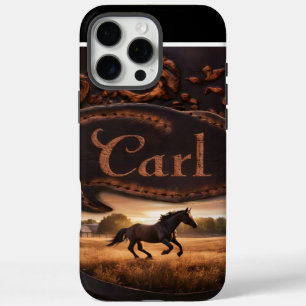 Funda iPhone 16 Pro Max Caballo corriendo en campo al atardecer