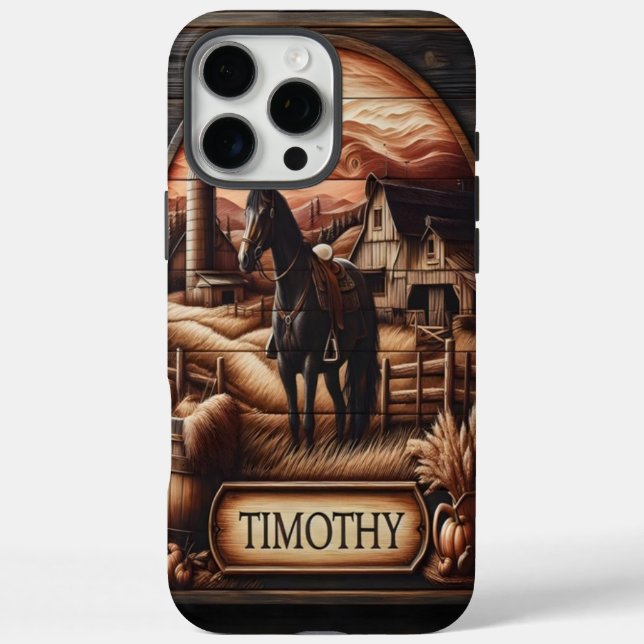 Funda iPhone 16 Pro Max Caballo de granja de Timothy (Reverso)