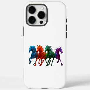 Funda iPhone 16 Pro Max Caballos de vidrio vibrantes - arte de caballos br