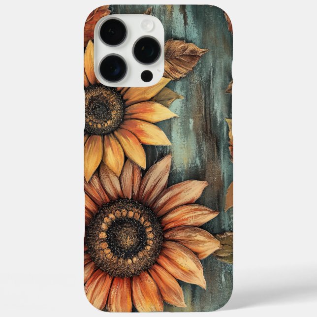 Funda iPhone 16 Pro Max Caída de los girasoles en otoño deja medios mixtos (Reverso )