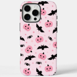 Funda iPhone 16 Pro Max Calabazas divertidas de Halloween y patrón de murc