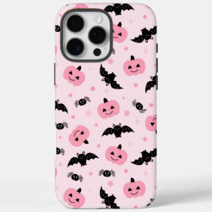 Funda iPhone 16 Pro Max Calabazas divertidas de Halloween y patrón de murc