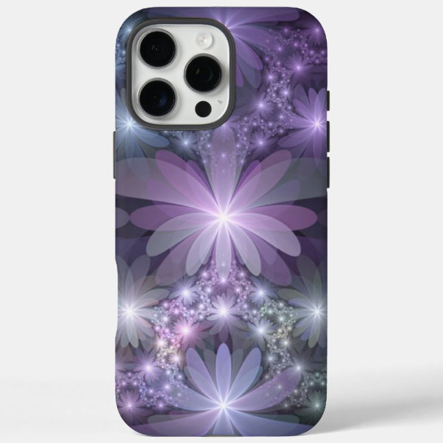 Funda iPhone 16 Pro Max Cama de flores arte abstracto fractal brillante de (Reverso)