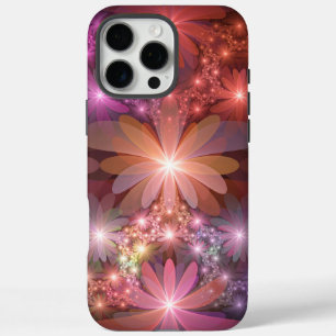 Funda iPhone 16 Pro Max Cama De Flores Colorido Brillante Arte Fractal Abs