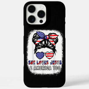 Funda iPhone 16 Pro Max Camiseta Chica Cristiana Ama a Jesús y América 4 d