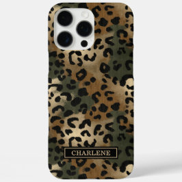 Funda iPhone 16 Pro Max Camo Leopard Print Monogrammed