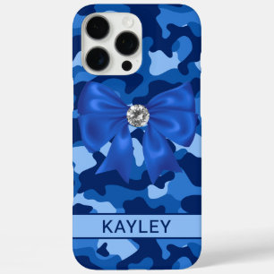 Funda iPhone 16 Pro Max Camuflaje Azul Brillante Personalizado