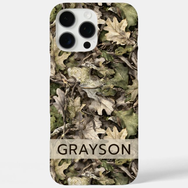 Funda iPhone 16 Pro Max Camuflaje de Hojas Personalizado (Reverso )