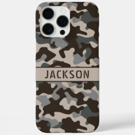 Funda iPhone 16 Pro Max Camuflaje marrón y gris personalizado