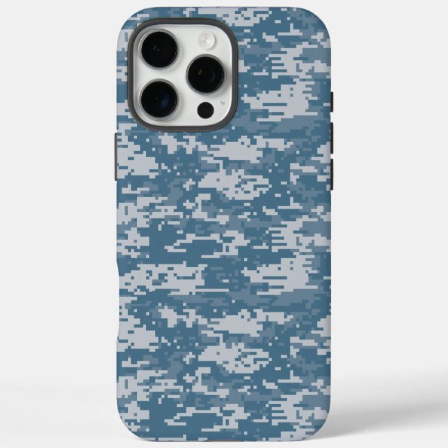 Funda iPhone 16 Pro Max Camuflaje militar azul de la Marina de Camo Digita (Reverso)
