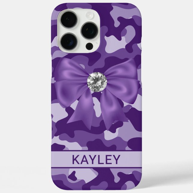 Funda iPhone 16 Pro Max Camuflaje Morado Brillante Personalizado (Reverso )
