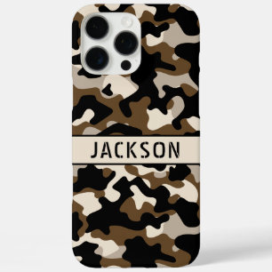 Funda iPhone 16 Pro Max Camuflaje negro y marrón personalizado