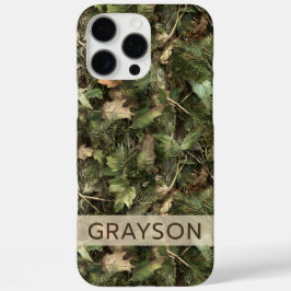 Funda iPhone 16 Pro Max Camuflaje Personalizado de Pino y Hojas