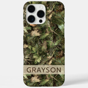 Funda iPhone 16 Pro Max Camuflaje Personalizado de Pino y Hojas