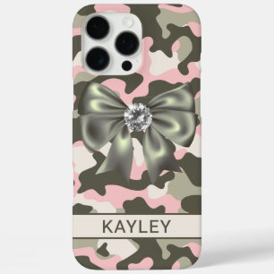 Funda iPhone 16 Pro Max Camuflaje personalizado rosa brillante verde
